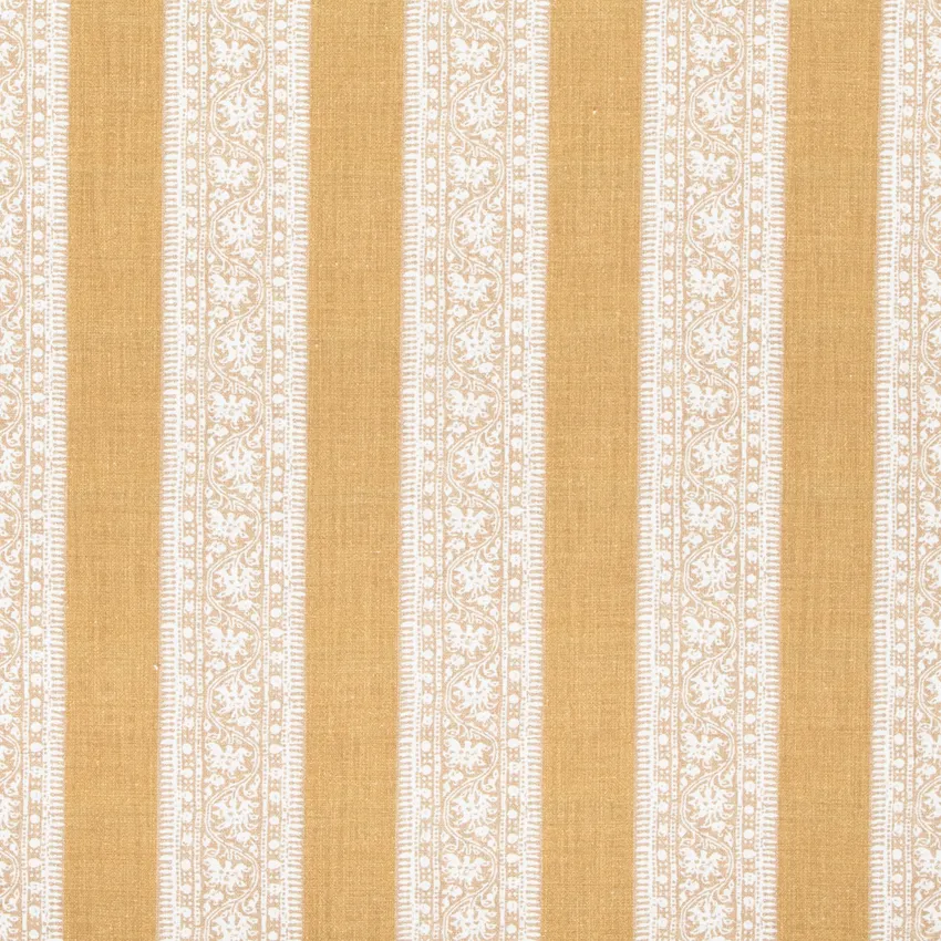 Abigail Sunflower Gold & Yellow Stripe Linen & Linen Looks Drapery and Upholstery Fabric by the Yard