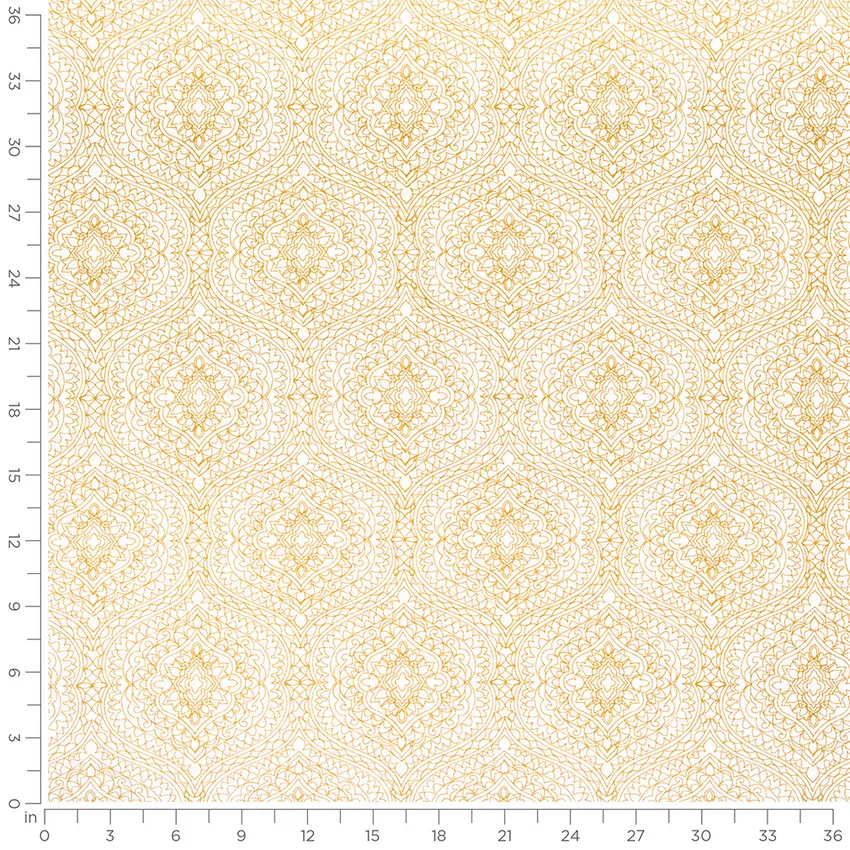 Beverly Lemon Gold & Yellow Abstract & Geometric Embroidery Drapery and Upholstery Fabric by the Yard — Scale in inches