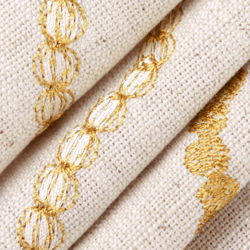 Tara Daffodil Gold & Yellow Abstract & Geometric Embroidery Drapery and Upholstery Fabric by the Yard — Upholstery and Drapery Fabric