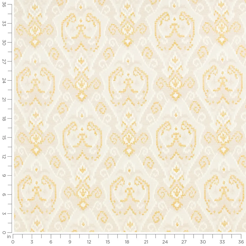 Paris Biscotti Gold & Yellow Abstract & Geometric Linen & Linen Looks Upholstery Fabric by the Yard — Scale in inches