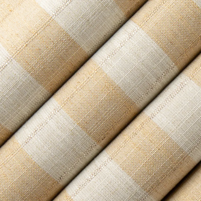 Shiloh Sisal Gold & Yellow Plaid Linen & Linen Looks Drapery and Upholstery Fabric by the Yard — Upholstery and Drapery Fabric