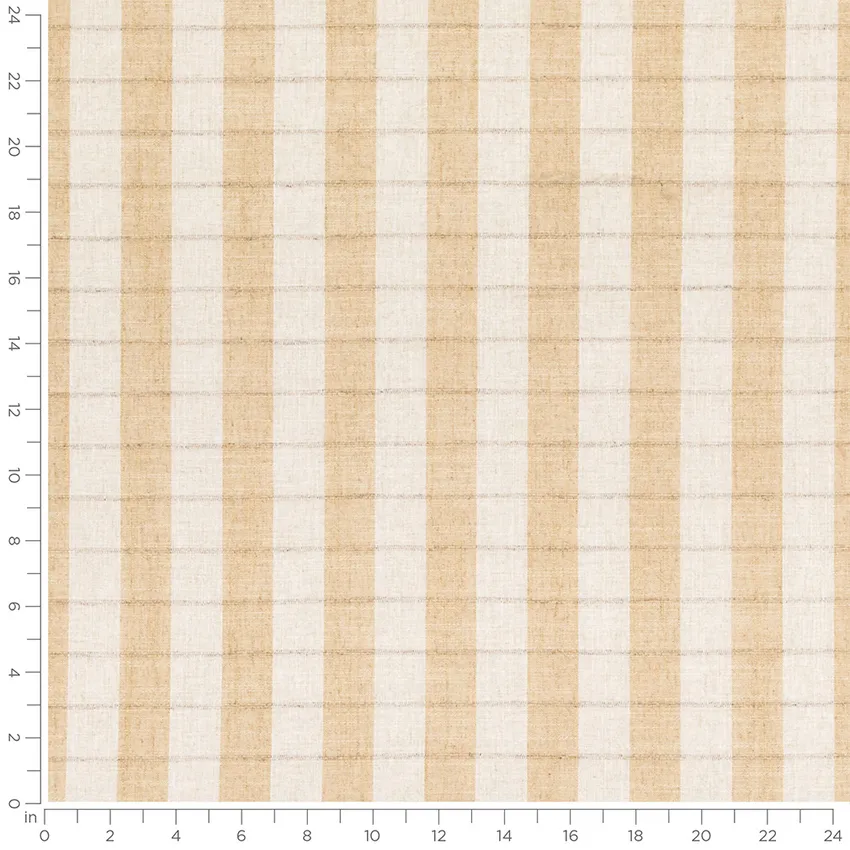 Shiloh Sisal Gold & Yellow Plaid Linen & Linen Looks Drapery and Upholstery Fabric by the Yard — Scale in inches