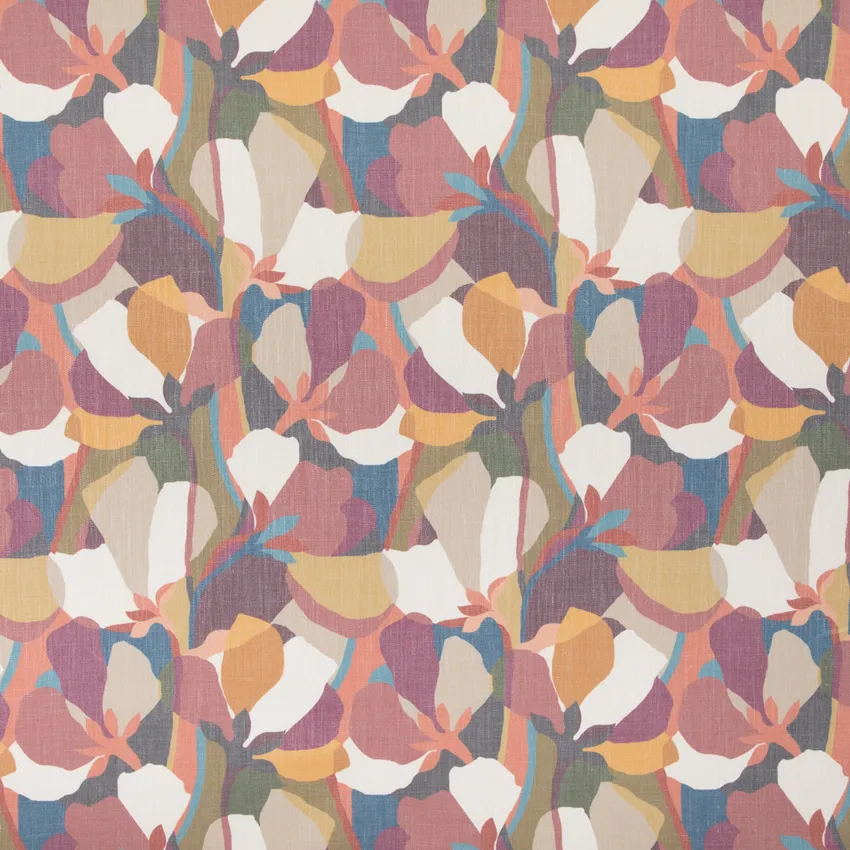Harmony Rouge Pink and Purple Abstract & Geometric Linen & Linen Looks Drapery and Upholstery Fabric by the Yard
