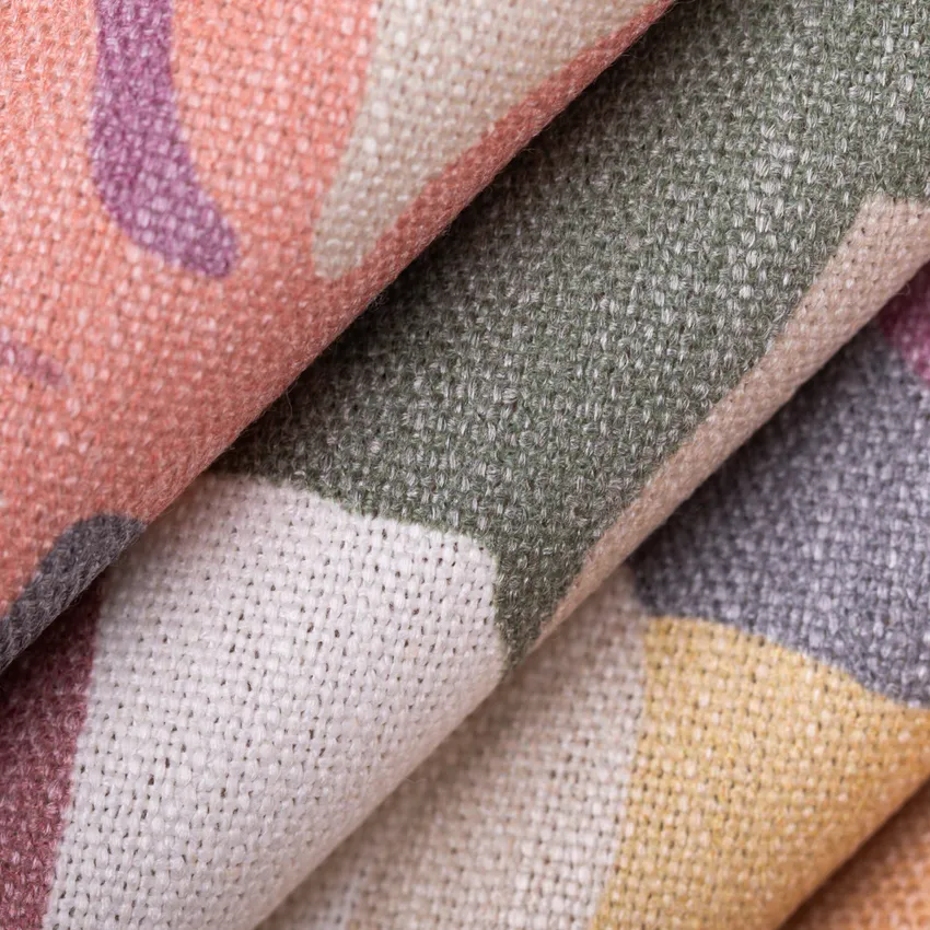 Harmony Rouge Pink and Purple Abstract & Geometric Linen & Linen Looks Drapery and Upholstery Fabric by the Yard — Upholstery and Drapery Fabric