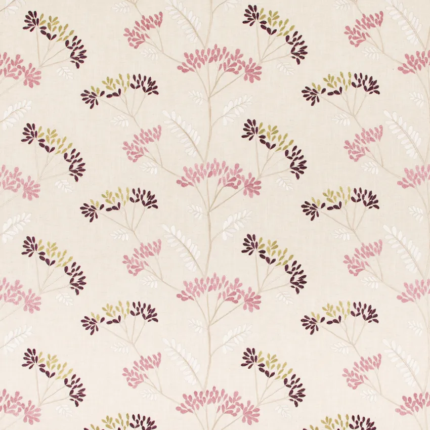 Suzette Grape Purple Abstract & Geometric Embroidery Drapery and Upholstery Fabric by the Yard