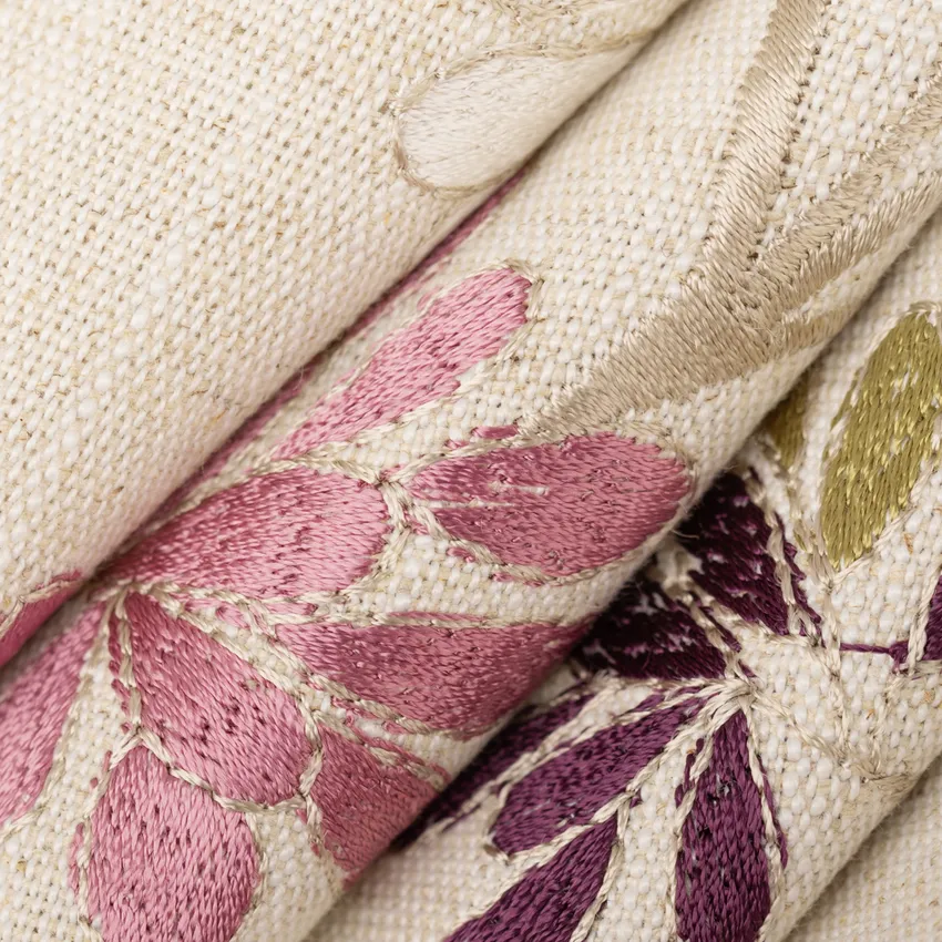 Suzette Grape Purple Abstract & Geometric Embroidery Drapery and Upholstery Fabric by the Yard — Upholstery and Drapery Fabric