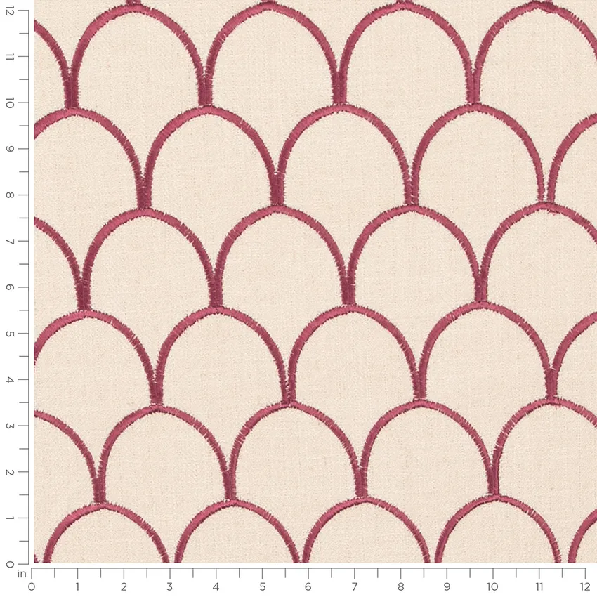 Louisa Violet Purple Abstract & Geometric Embroidery Drapery and Upholstery Fabric by the Yard — Scale in inches