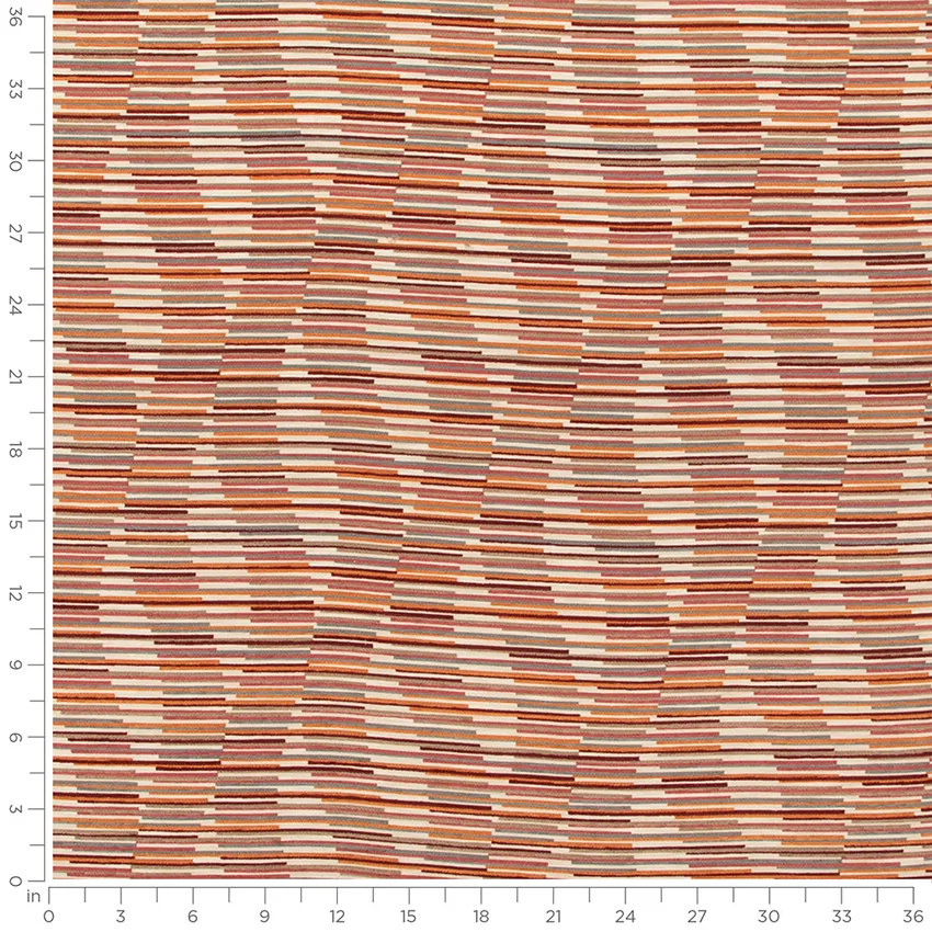 Barnes Cranberry Orange & Rust and Red & Burgundy Abstract & Geometric Woven Patterns Upholstery Fabric by the Yard — Scale in inches