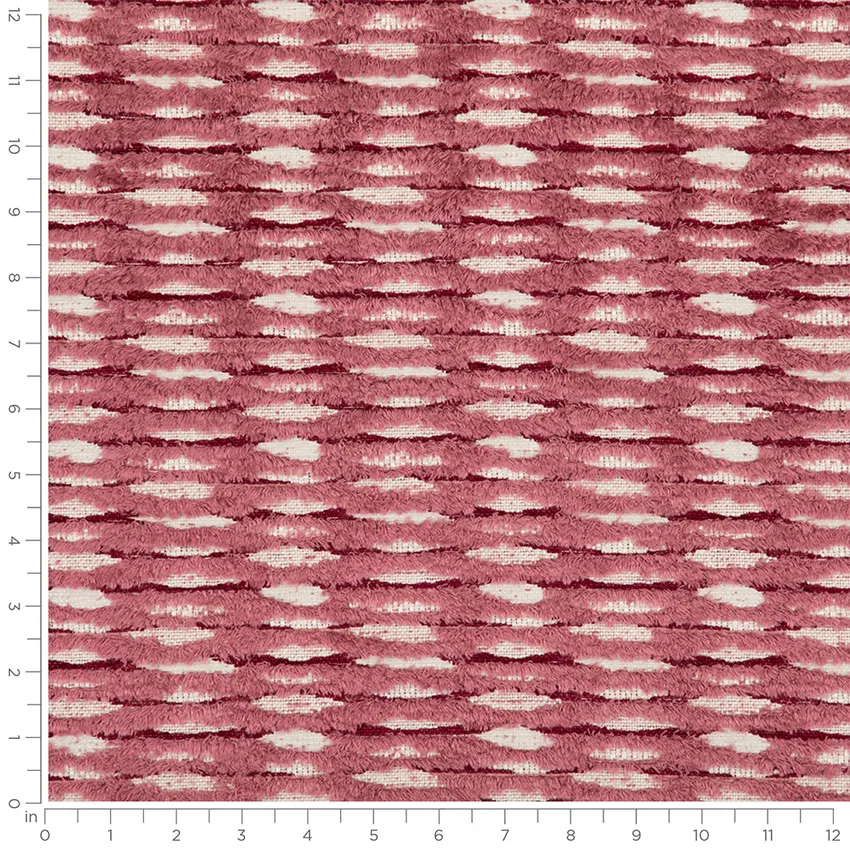 Verona Carnation Pink Abstract & Geometric Eyelash Upholstery Fabric by the Yard — Scale in inches