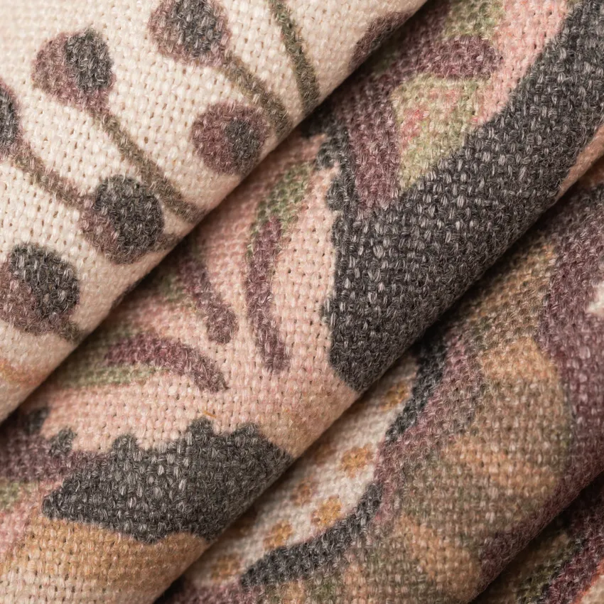 Shasta Salmon Pink and Purple Abstract & Geometric Linen & Linen Looks Drapery and Upholstery Fabric by the Yard — Upholstery and Drapery Fabric