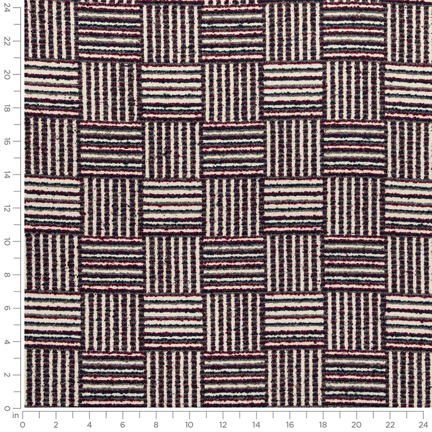 Wanda Boysenberry Purple Abstract & Geometric Boucle Upholstery Fabric by the Yard — Scale in inches