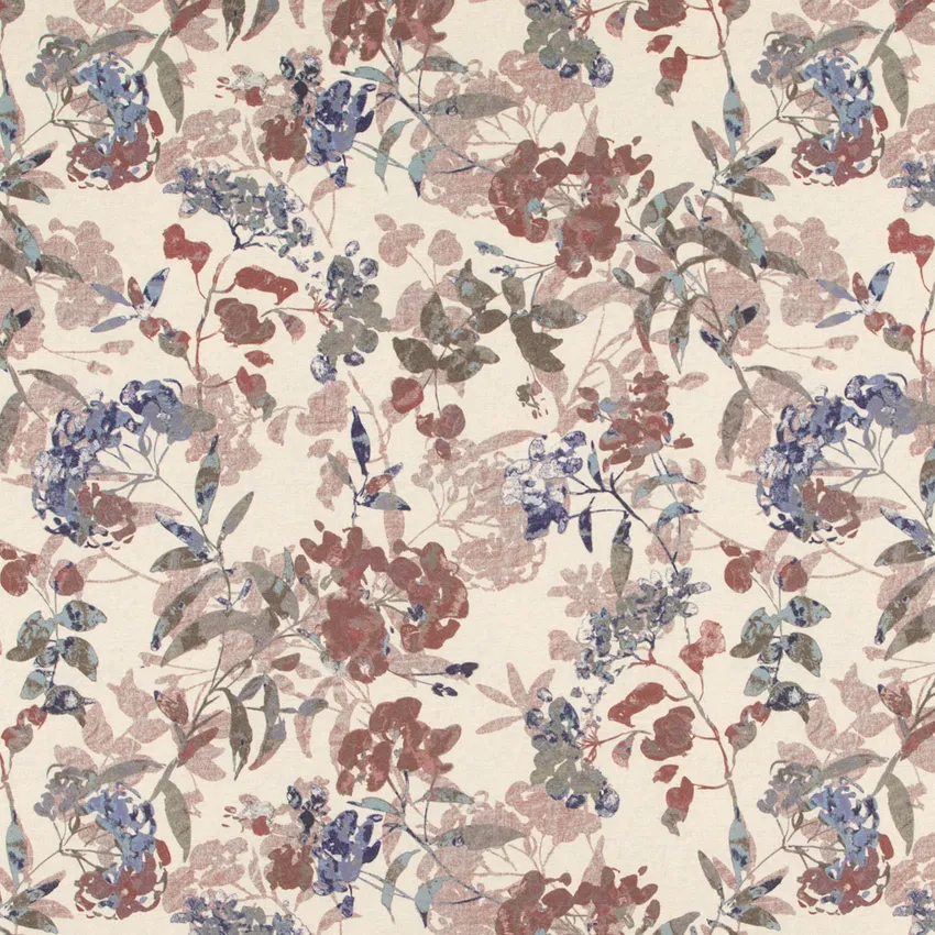 Bethany Garnet Blue and Red & Burgundy Abstract & Geometric Prints Drapery and Upholstery Fabric by the Yard