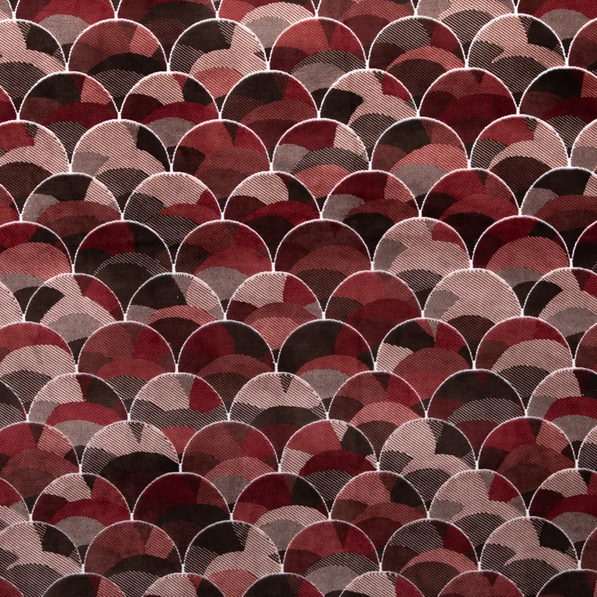 Luna Beet Red & Burgundy Abstract & Geometric Velvet Upholstery Fabric by the Yard