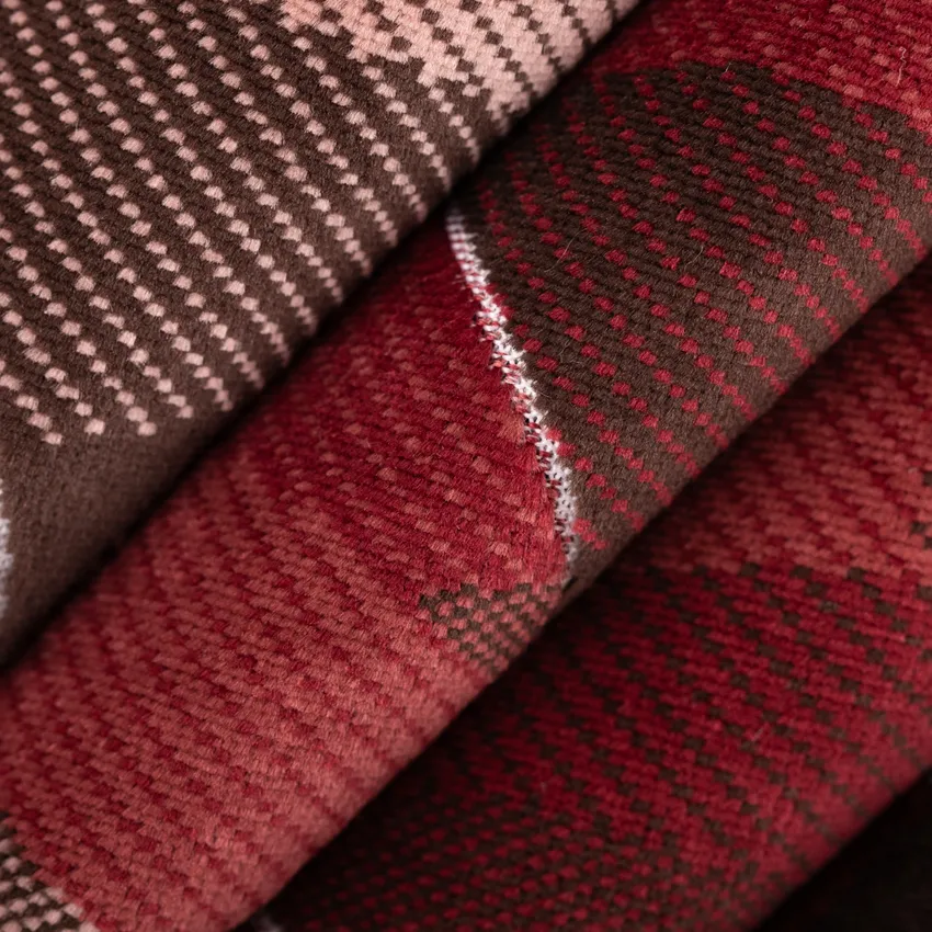 Luna Beet Red & Burgundy Abstract & Geometric Velvet Upholstery Fabric by the Yard — Upholstery Fabric