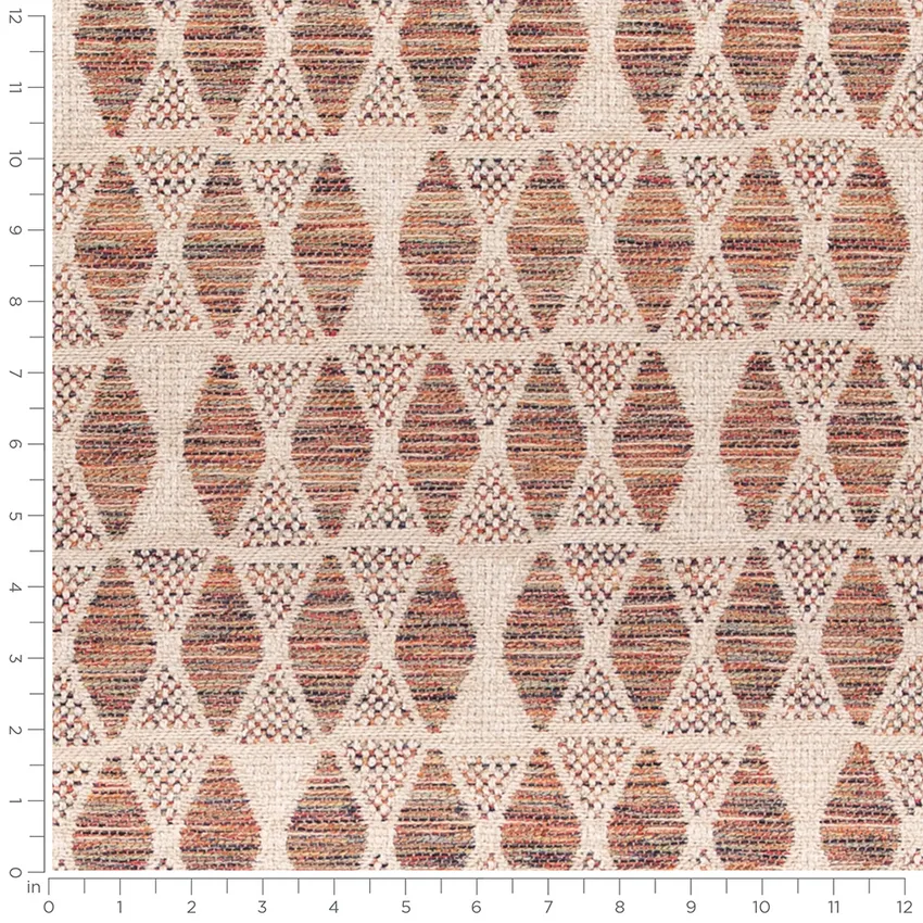 Palmer Sedona Red & Burgundy Abstract & Geometric Woven Patterns Upholstery Fabric by the Yard — Scale in inches