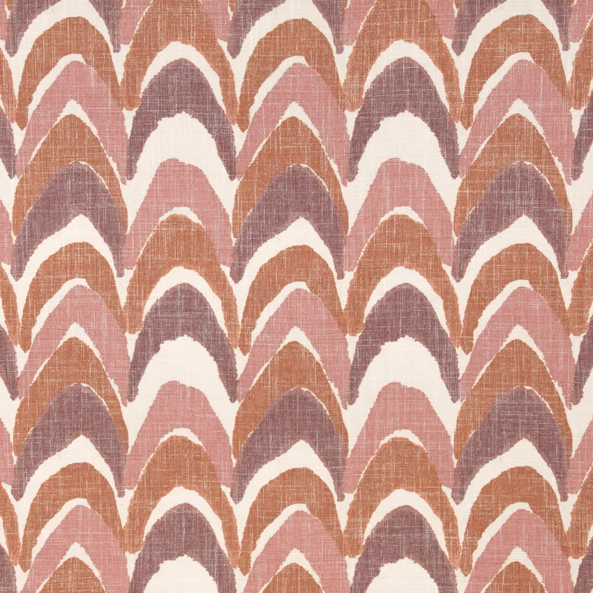 Maisie Pomegranate Orange & Rust and Pink Abstract & Geometric Linen & Linen Looks Drapery and Upholstery Fabric by the Yard