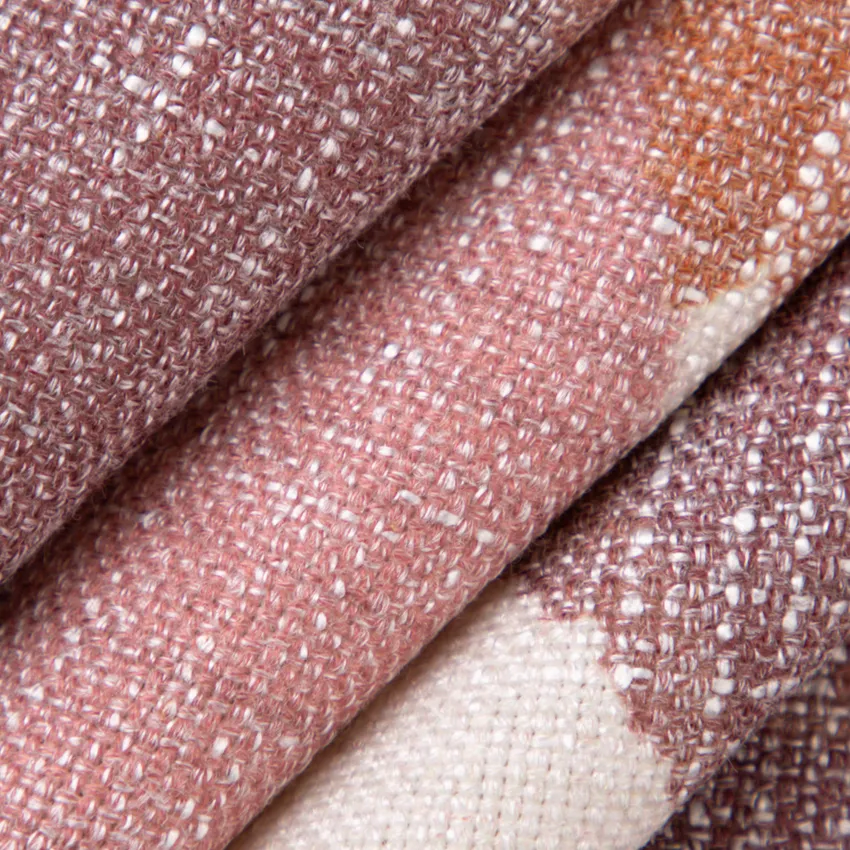 Maisie Pomegranate Orange & Rust and Pink Abstract & Geometric Linen & Linen Looks Drapery and Upholstery Fabric by the Yard — Upholstery and Drapery Fabric