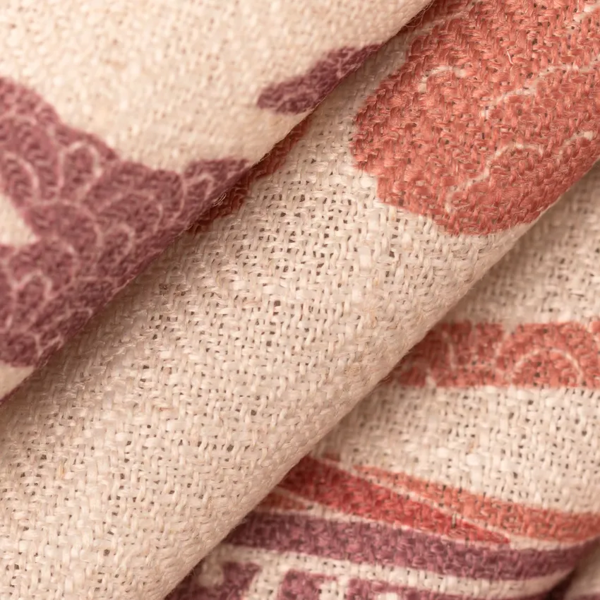 Yuki Crimson Orange & Rust and Red & Burgundy Abstract & Geometric Linen & Linen Looks Drapery and Upholstery Fabric by the Yard — Upholstery and Drapery Fabric