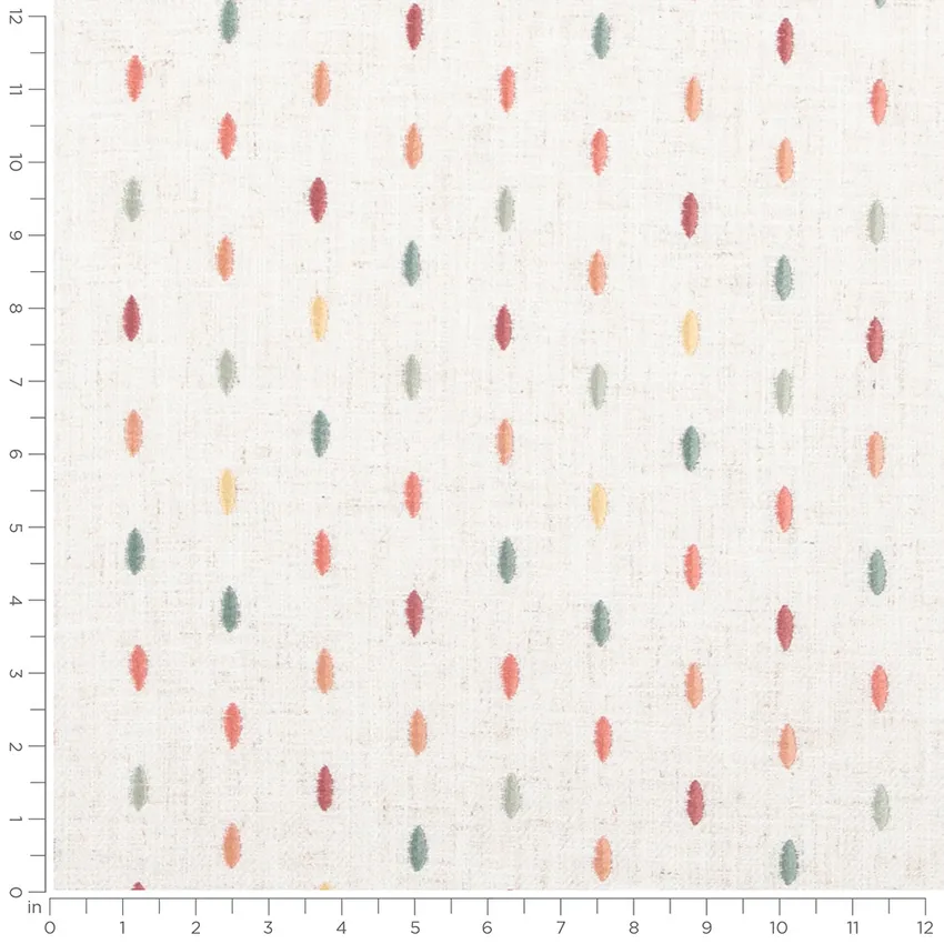 Emory Confetti Coral & Peach Abstract & Geometric Embroidery Drapery and Upholstery Fabric by the Yard — Scale in inches