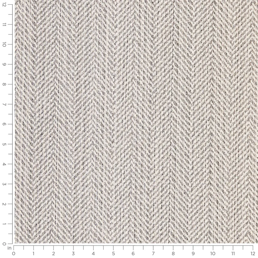 Jordan Fog Grey & Silver and Neutral Herringbone & Chevron Woven Patterns Upholstery Fabric by the Yard — Scale in inches