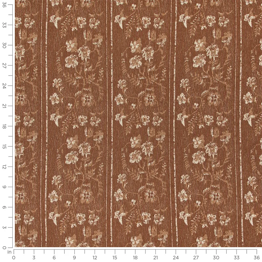 Maxine Harvest Orange & Rust and Red & Burgundy Abstract & Geometric Crypton Upholstery Fabric by the Yard — Scale in inches