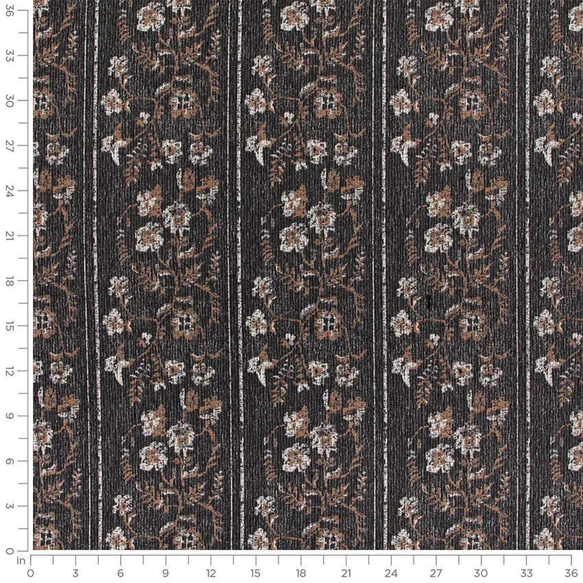 Maxine Midnight Black Abstract & Geometric Crypton Upholstery Fabric by the Yard — Scale in inches