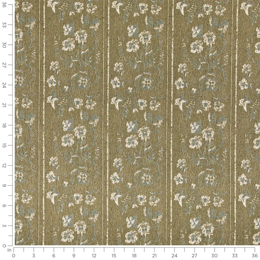 Maxine Olive Green Abstract & Geometric Crypton Upholstery Fabric by the Yard — Scale in inches