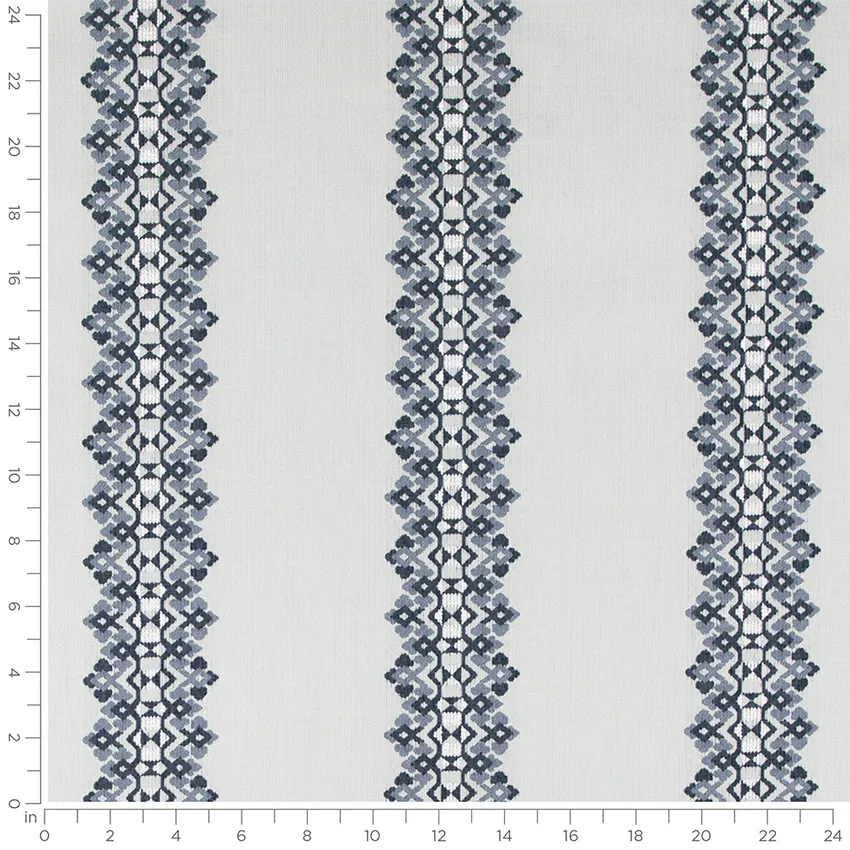 Linwood Breeze Blue Stripe Crypton Upholstery Fabric by the Yard — Scale in inches
