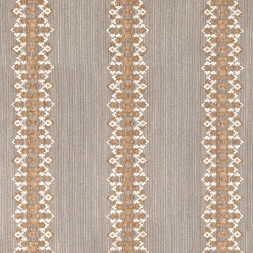 Linwood Mushroom Grey & Silver Stripe Crypton Upholstery Fabric by the Yard