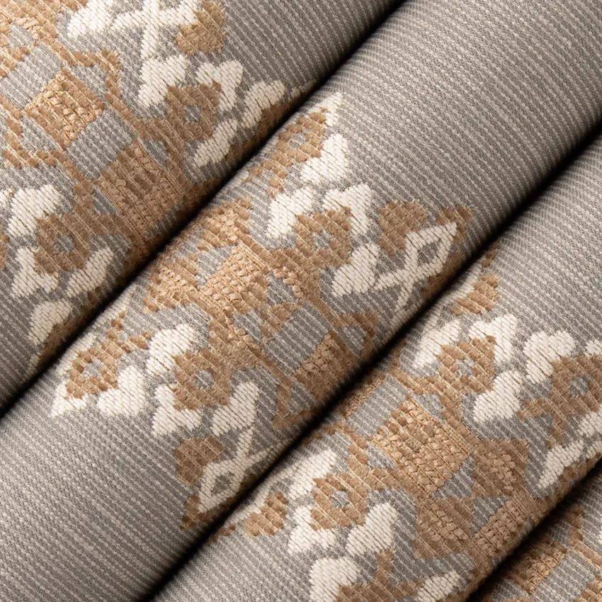 Linwood Mushroom Grey & Silver Stripe Crypton Upholstery Fabric by the Yard — Upholstery Fabric