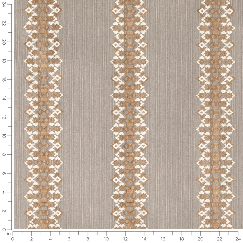 Linwood Mushroom Grey & Silver Stripe Crypton Upholstery Fabric by the Yard — Scale in inches