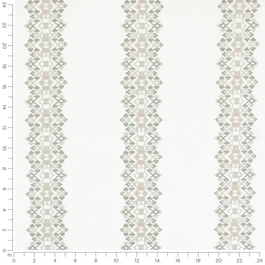 Linwood Parchment Grey & Silver and Neutral Stripe Crypton Upholstery Fabric by the Yard — Scale in inches