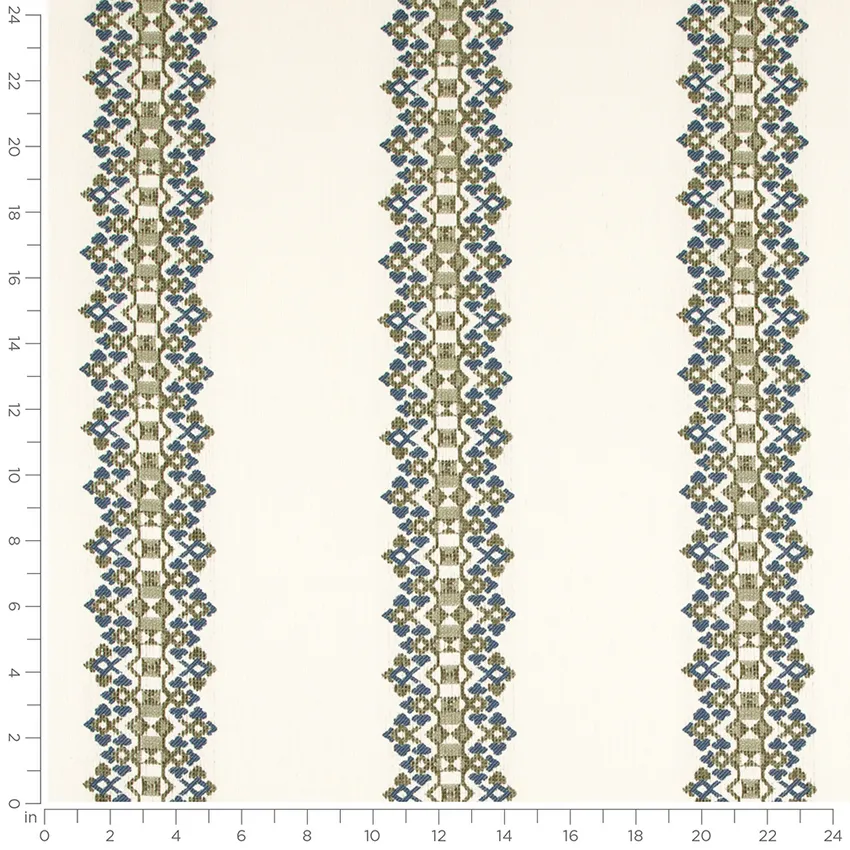 Linwood Pastoral Green Stripe Crypton Upholstery Fabric by the Yard — Scale in inches