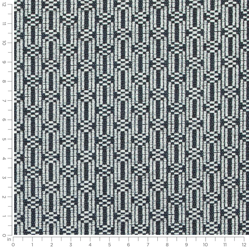 Bassett Baltic Blue Abstract & Geometric Crypton Upholstery Fabric by the Yard — Scale in inches