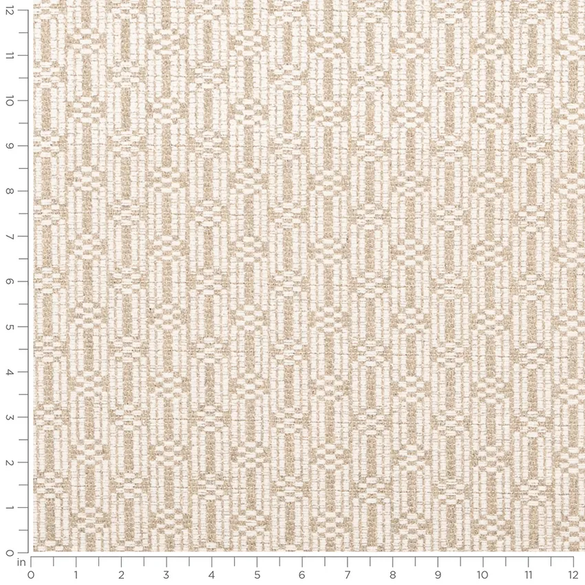 Bassett Burlap Neutral Abstract & Geometric Crypton Upholstery Fabric by the Yard — Scale in inches