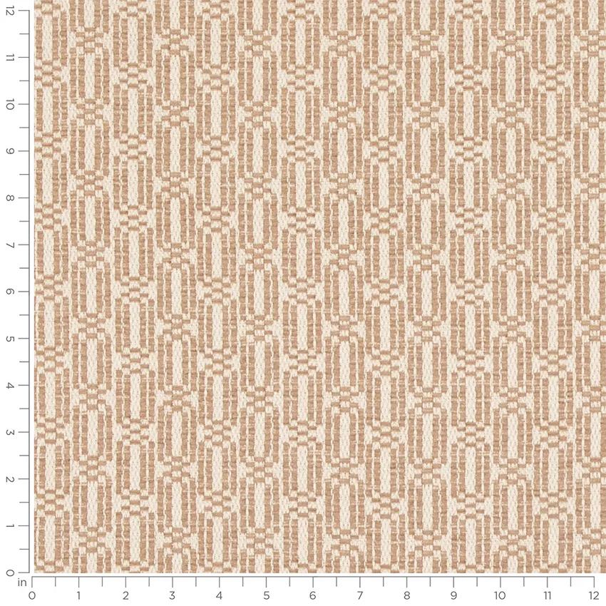 Bassett Flax Neutral Abstract & Geometric Crypton Upholstery Fabric by the Yard — Scale in inches