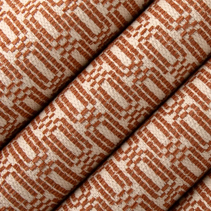Bassett Spice Orange & Rust and Red & Burgundy Abstract & Geometric Crypton Upholstery Fabric by the Yard — Upholstery Fabric