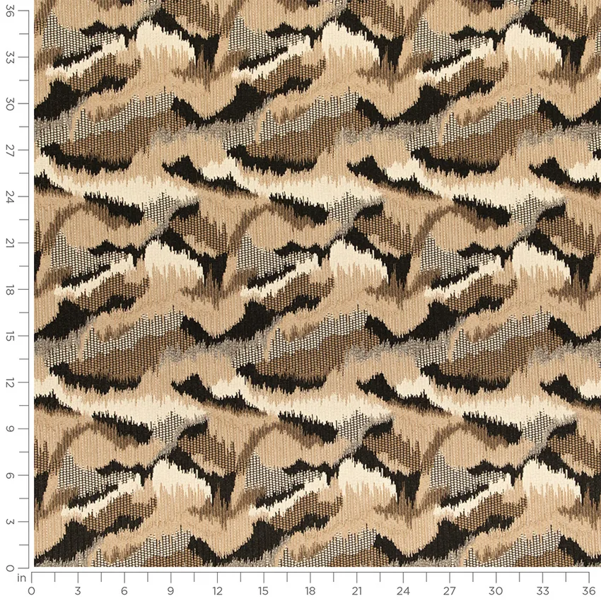 Davenport Dusk Black and Gold & Yellow Abstract & Geometric Crypton Upholstery Fabric by the Yard — Scale in inches
