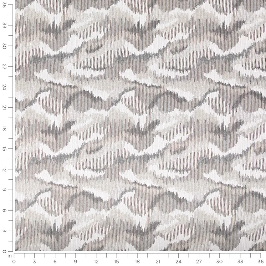 Davenport Fog Grey & Silver Abstract & Geometric Crypton Upholstery Fabric by the Yard — Scale in inches