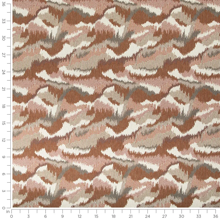 Davenport Nutmeg Orange & Rust and Red & Burgundy Abstract & Geometric Crypton Upholstery Fabric by the Yard — Scale in inches