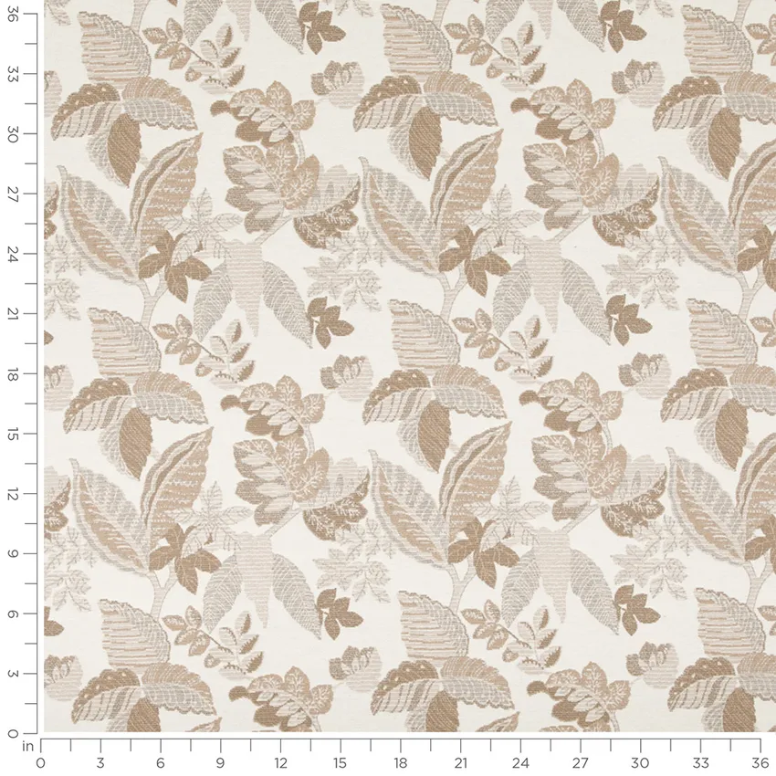 Portage Antique Brown and Neutral Floral Crypton Upholstery Fabric by the Yard — Scale in inches
