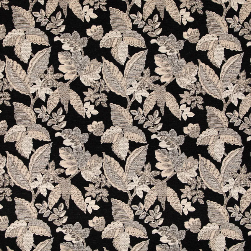 Portage Ebony Black Floral Crypton Upholstery Fabric by the Yard