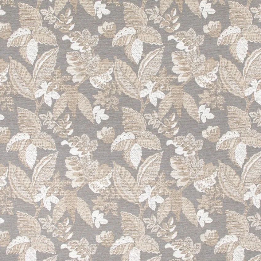 Portage Pewter Grey & Silver and Neutral Floral Crypton Upholstery Fabric by the Yard