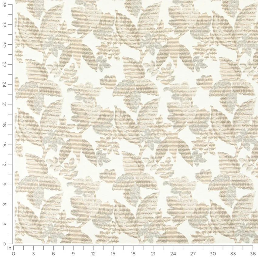 Portage Praline Neutral Floral Crypton Upholstery Fabric by the Yard — Scale in inches