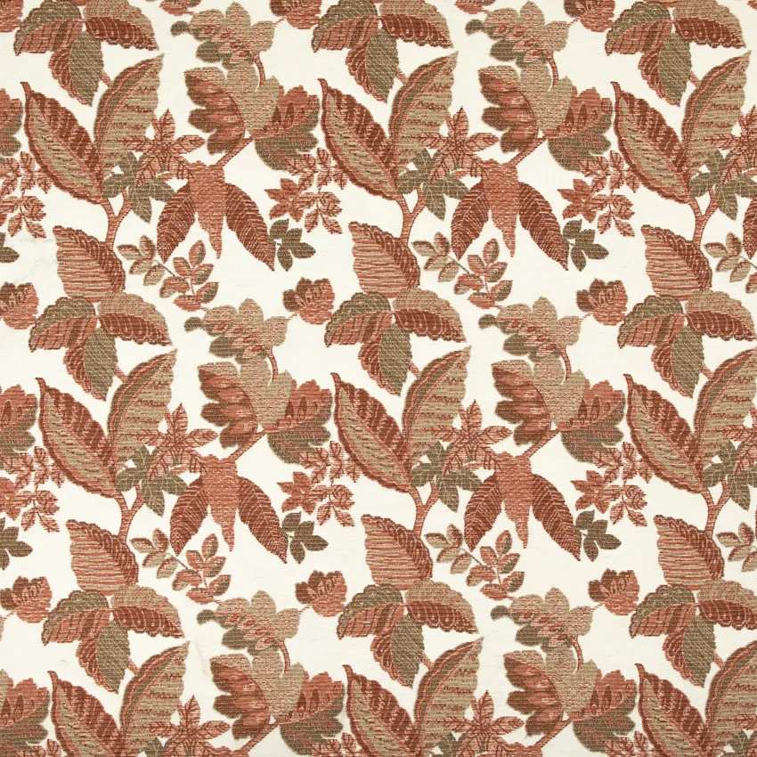 Portage Terracotta Orange & Rust and Red & Burgundy Floral Crypton Upholstery Fabric by the Yard
