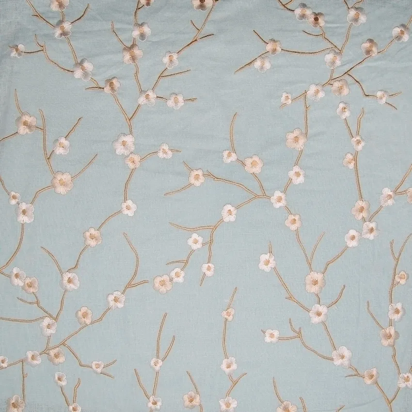 Horizon Blue Asian Embroidery Upholstery Fabric by the Yard G7873
