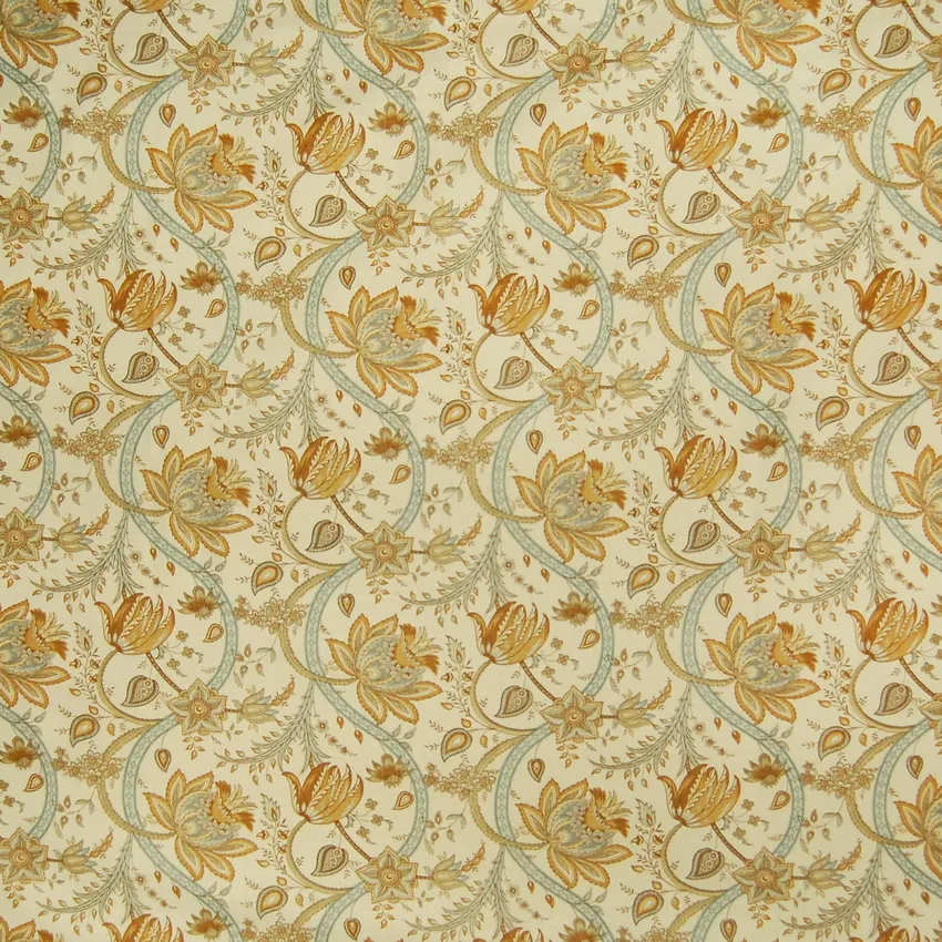 Aquamarine Blue Floral Made in USA Upholstery Fabric by the yard G0285
