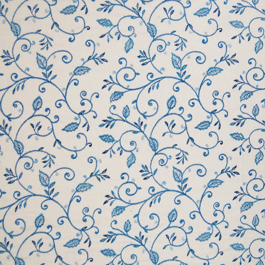 Blue Floral Embroidery Upholstery Fabric by the Yard G7317 KOVI Fabrics