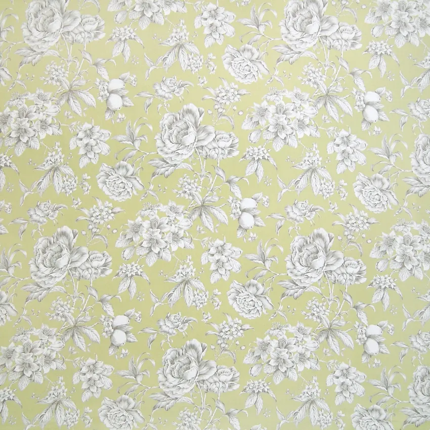 Celery Green Floral Cotton Upholstery Fabric by the yard G6543 KOVI