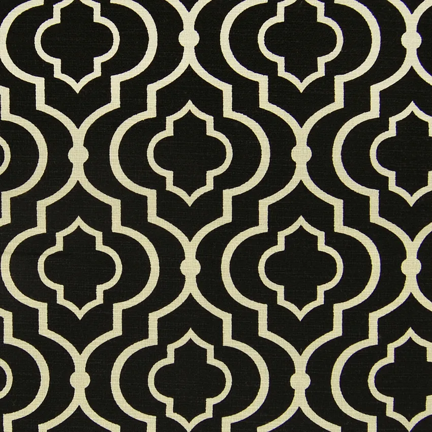 Licorice Black Geometric Cotton Upholstery Fabric by the Yard G2012